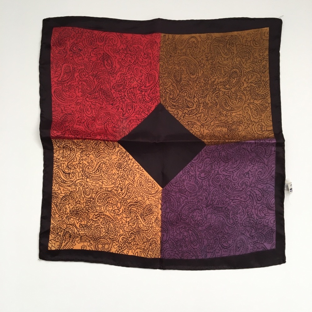 Vintage Small Color Block Red Gold Purple Scarf - Picture 2 of 12